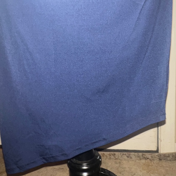 Sam Edelman Drape Neck Ruched Slim Asymmetric  Dress Navy - Picture 6 of 14